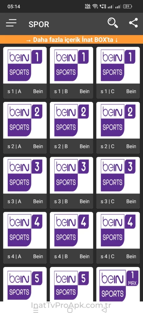 Inat TV Pro App Sports Channels