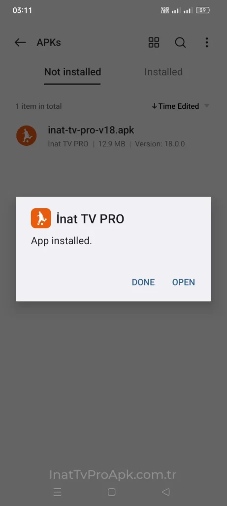 Inat Tv Pro Apk Installed Successfully